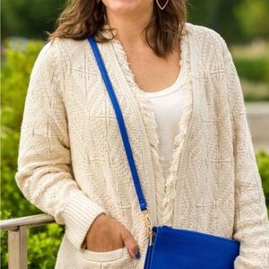 Banana Republic Cream Cardigan with Blue Accents